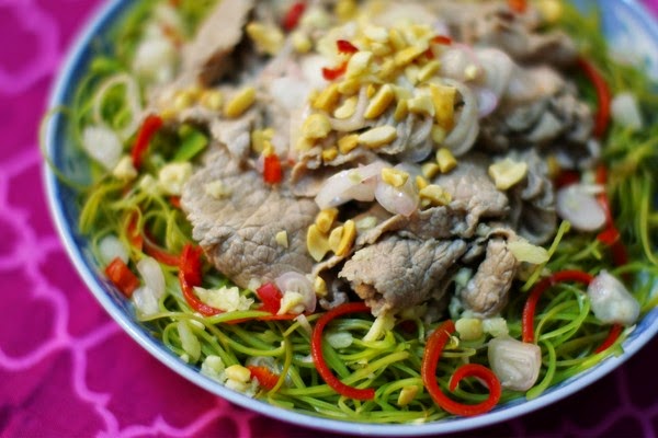 Rau Muống Chẻ Trộn Thịt Bò - Món ăn ngon - Nấu ăn ngon mỗi ngày