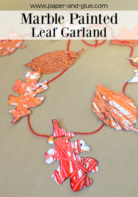 marble painted leaf garland what can we do with paper and glue