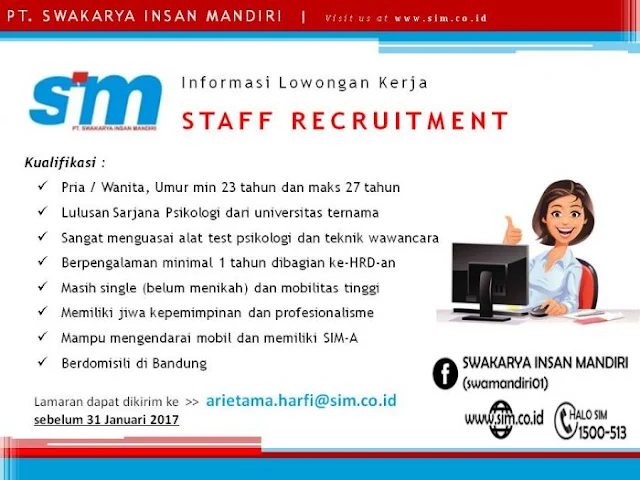 Lowongan Kerja Staff Recruitment PT. Swakarya Insan Mandiri