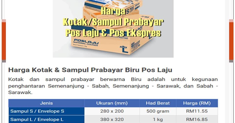 Sampul Pos Laju Prabayar / Harga Terkini Pos Laju 2020 Delyvanow / Cara