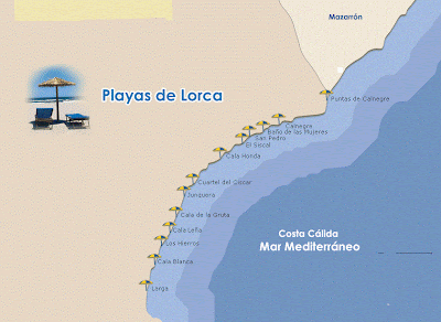 Lorca Municipio con Playa y mar / Lorca beach and Sea.