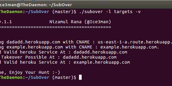 SubOver - Subdomain Takeover Tool 
