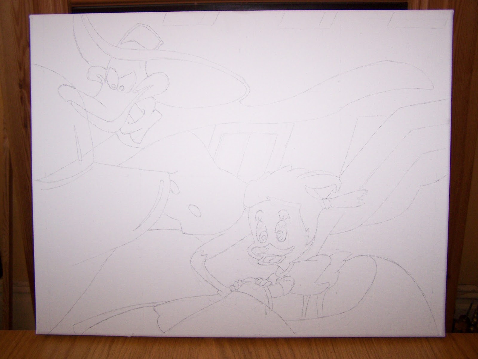 canvas and paints Darkwing Duck pencil outline