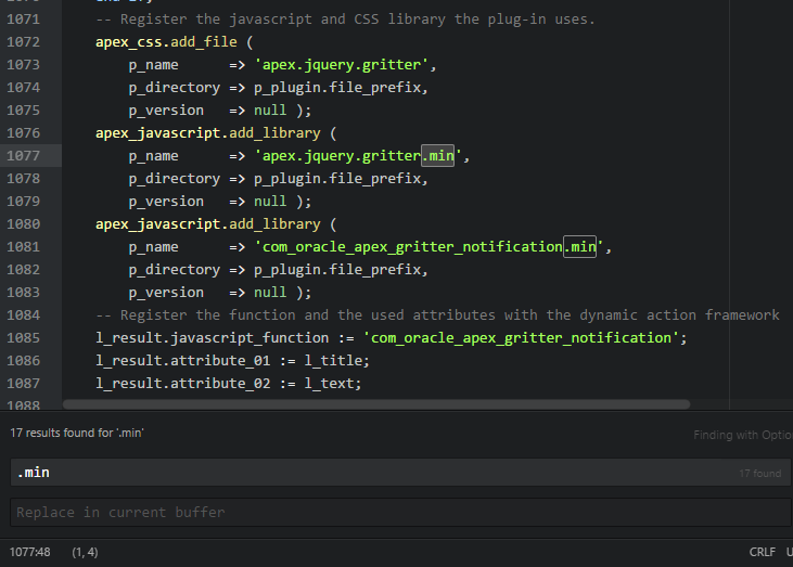 Grassroots Oracle: On Controlling Use of Minified Code in APEX