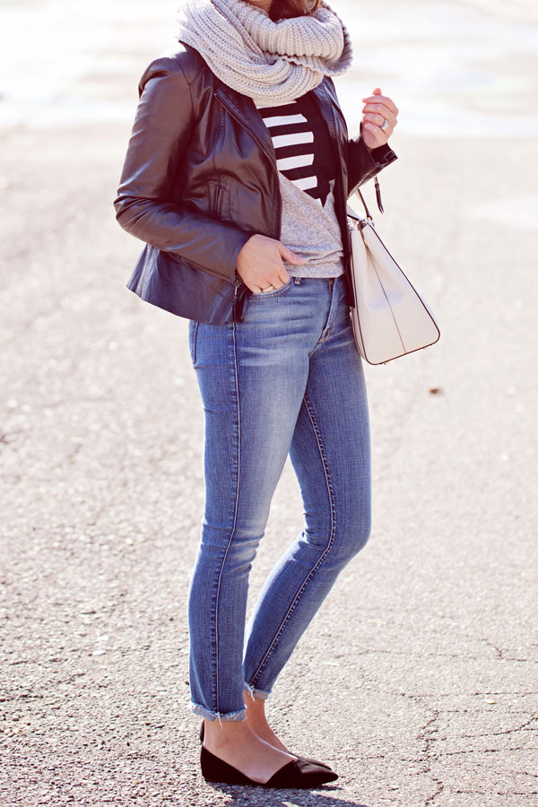 my everyday style: a scarf + a leather jacket! | The Good Life For Less ...