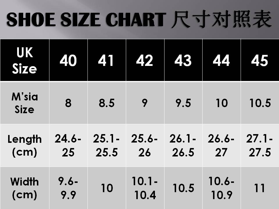 FSYN by NK: SIZING CHART FOR PRE ORDER SHOES