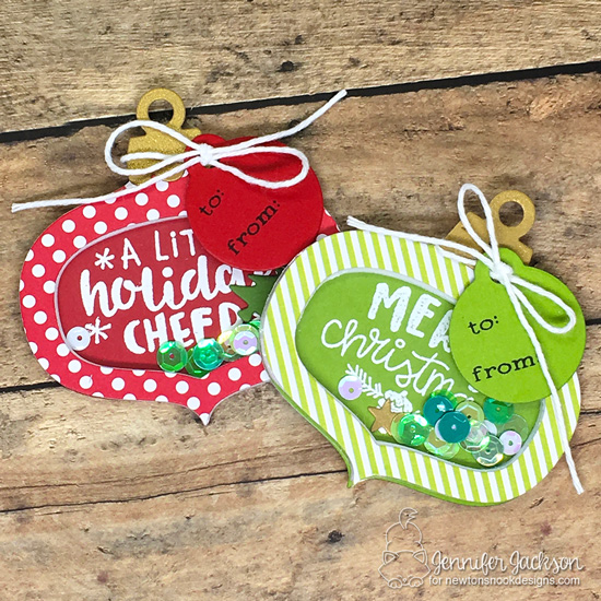 25 Days of Christmas Tags | Tags by Jennifer Jackson | Ornament Shaker Die Set, Tags Times Two Die Set and Ornamental Wishes Stamp Set by Newton's Nook Designs #newtonsnook #handmade