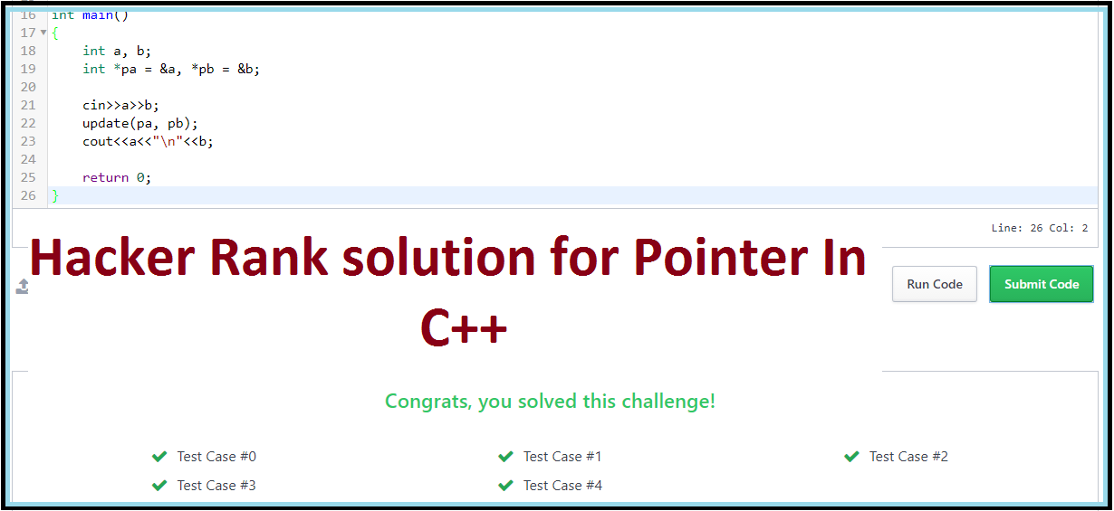 HackerRank solution for Pointer In C++ Programming With Basics