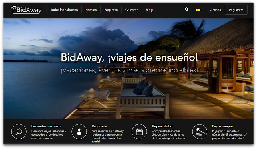 BidAway, viajes de ensueño. Ocio y entretenimiento hecho por pujas