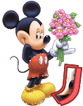 Alfabeto tintineante de Mickey con ramo de flores J.