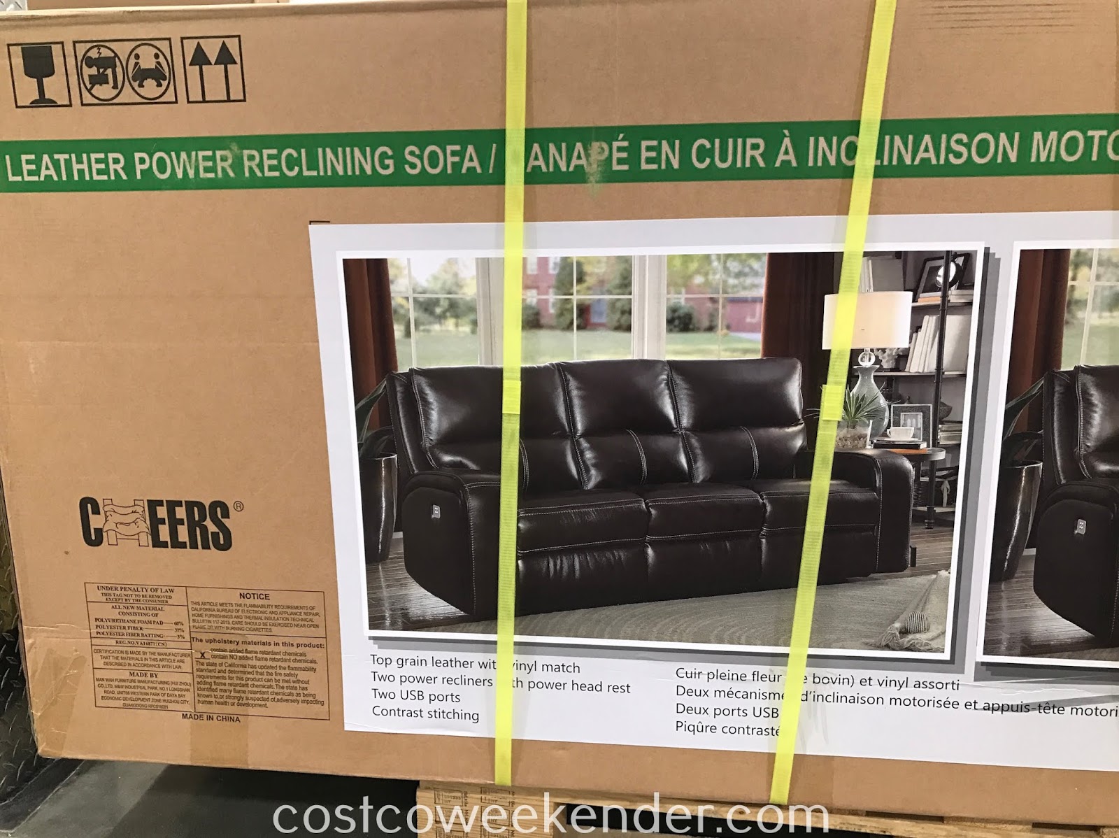 Leather Power Reclining Sofa Costco Weekender