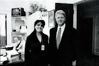 Monica Lewinsky in the Oval Office with Bill Clinton