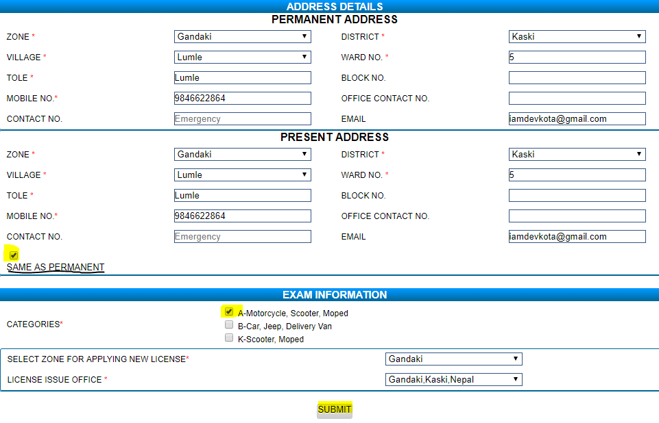Online Driving License Registration Form in Nepal Blogger Nepal