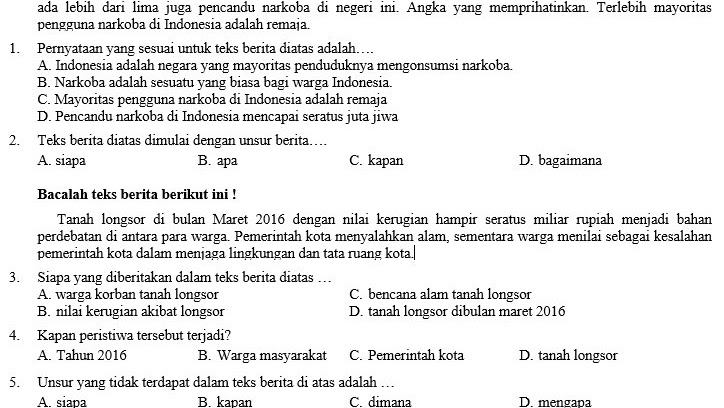 Kunci Jawaban Soal Bahasa Indonesia Kelas 8