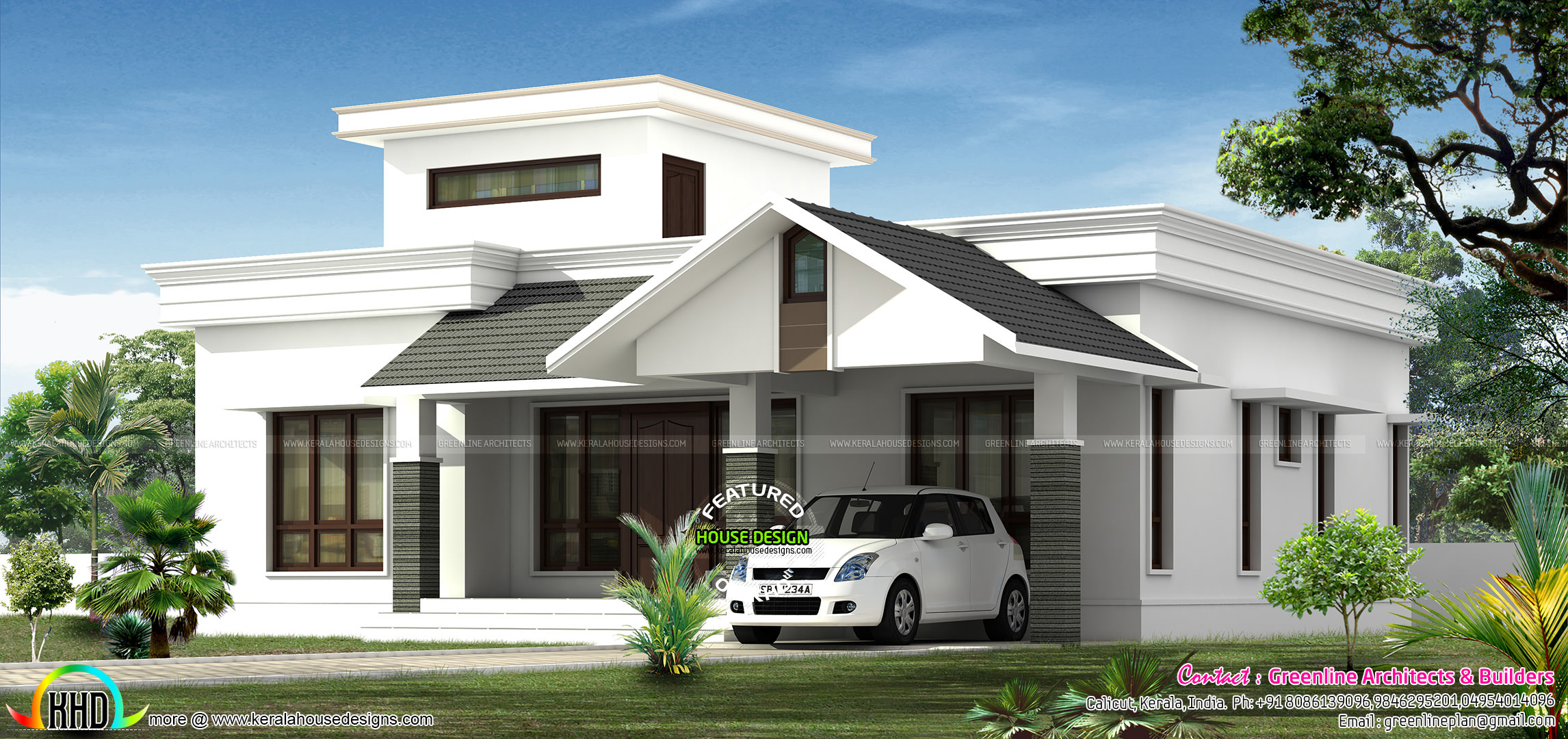 Low budget single floor house design two side views Kerala Home