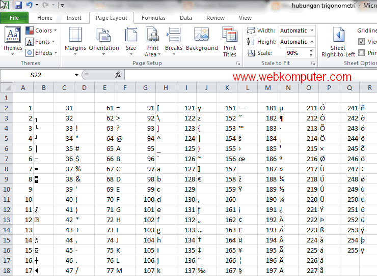 Tutorial Microsoft Office: Membuat tabel ASCII di excel 2010 ...