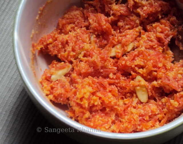One carrot, one bowl and just three minutes or so, for the 'gajar ka halwa' you love so much...and another sugar free recipe too...