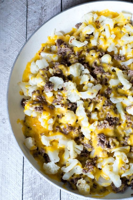 LOW CARB-Cauliflower and Ground Beef Hash