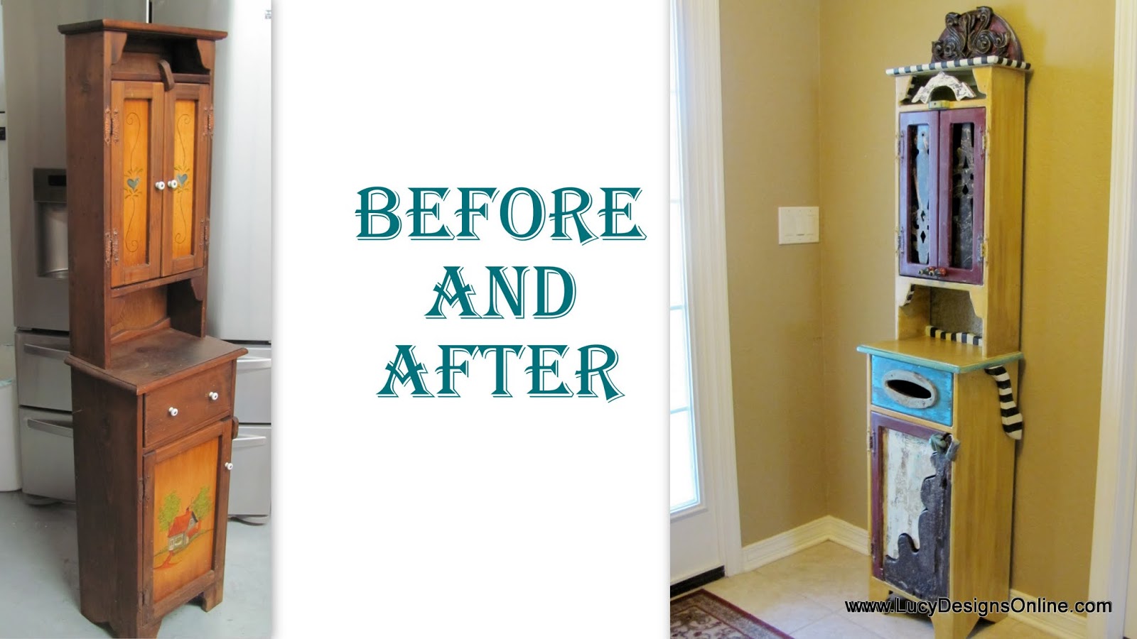 Furniture Makeover Hand Painted Country Cabinet To Colorful And Painted Furniture Country Cabinet Before And After