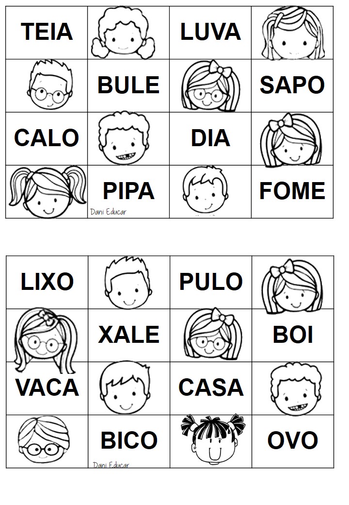 Bingo de Palavras jogo de alfabetização