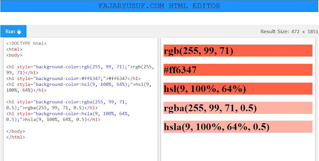 Nilai Warna pada HTML