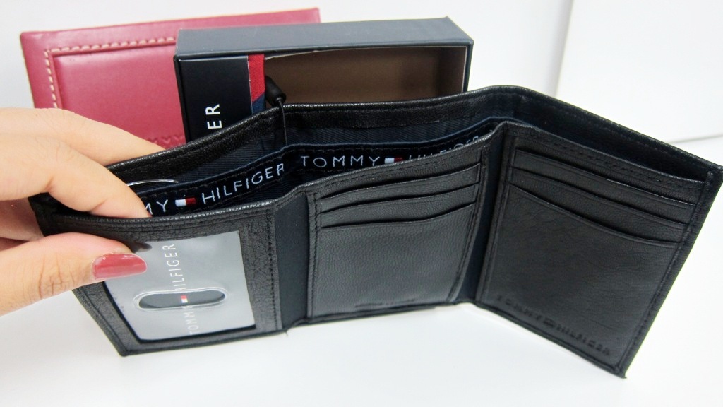 boete vis kousen Tommy Hilfiger Men's Leather Trifold Wallet Oxford Black | SEMA Data Co-op