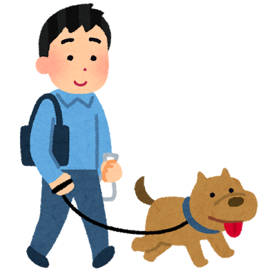 犬の散歩をしているヒトのイラスト（男性）