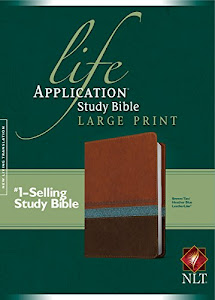 NLT Life Application Study Bible, Second Edition, Large Print (Red Letter, LeatherLike, Heather Blue/Brown/Tan)