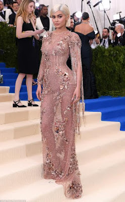 Kylie Jenner Steps Out In Versace Bodysuit With Sheer Embellished Overlay  At 2017 Met Gala