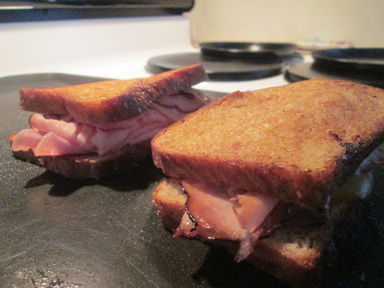 Diab2Cook Grilled Ham and Turkey Sandwich w/ Baked Shoestring Fries