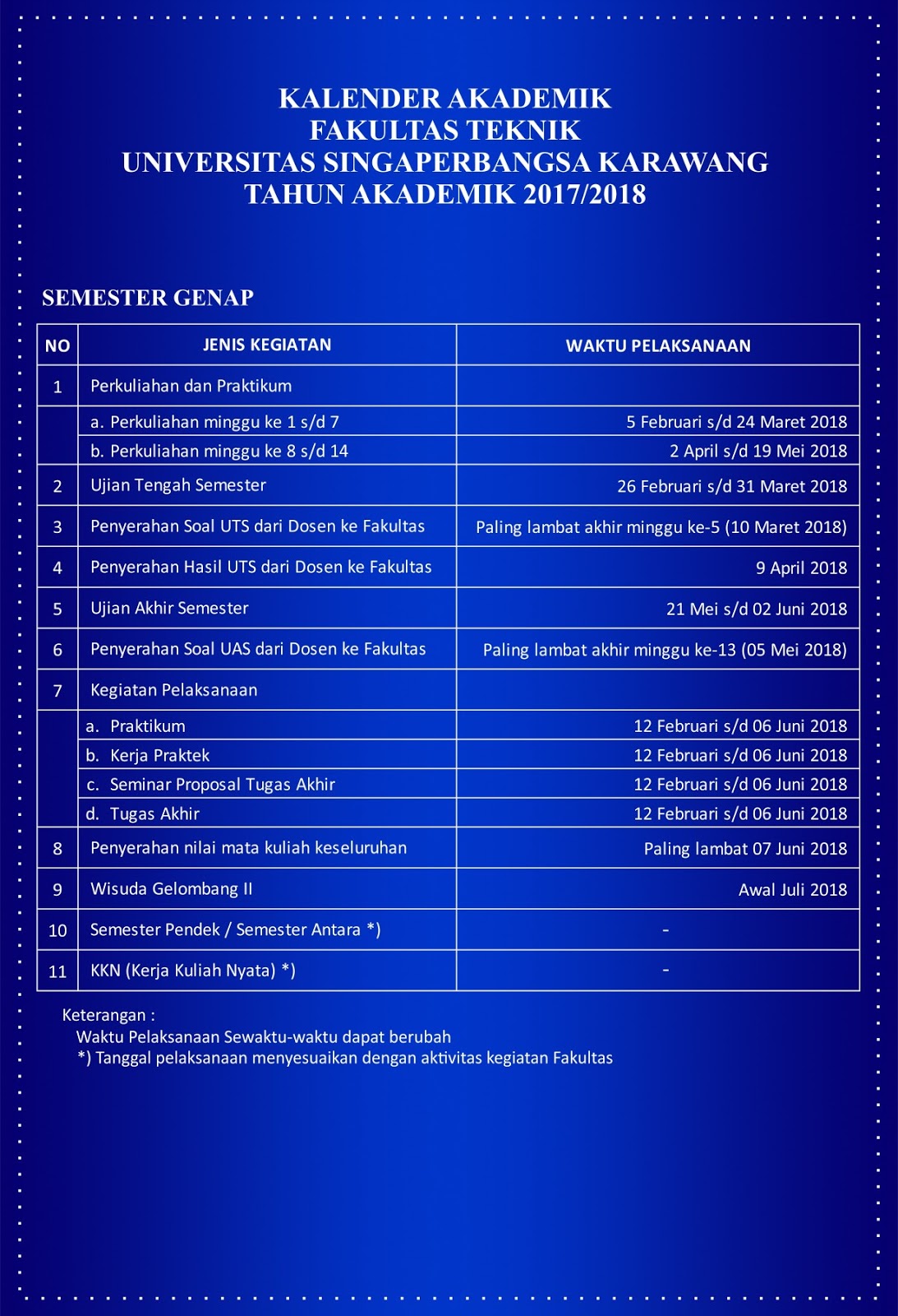 KALENDER AKADEMIK - BEM FT UNSIKA