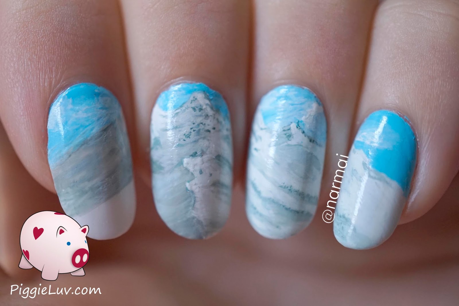PiggieLuv: Nail art inspired by a Bob Ross painting