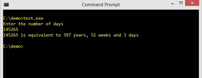 C program to convert days into years,weeks and days | C programs, c ...