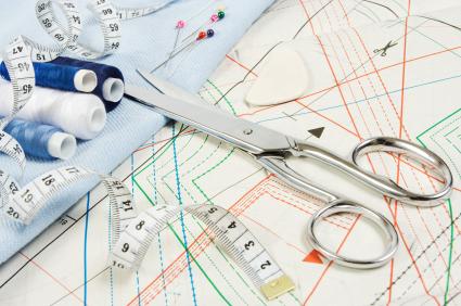 Sewing pattern and scissors Sewing pattern and scissors