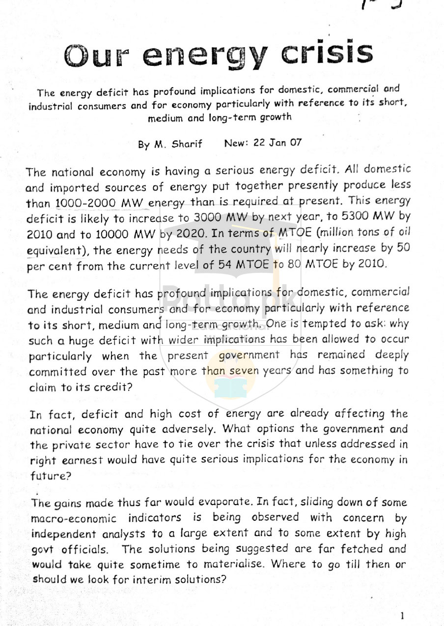 energy crisis essay in pakistan