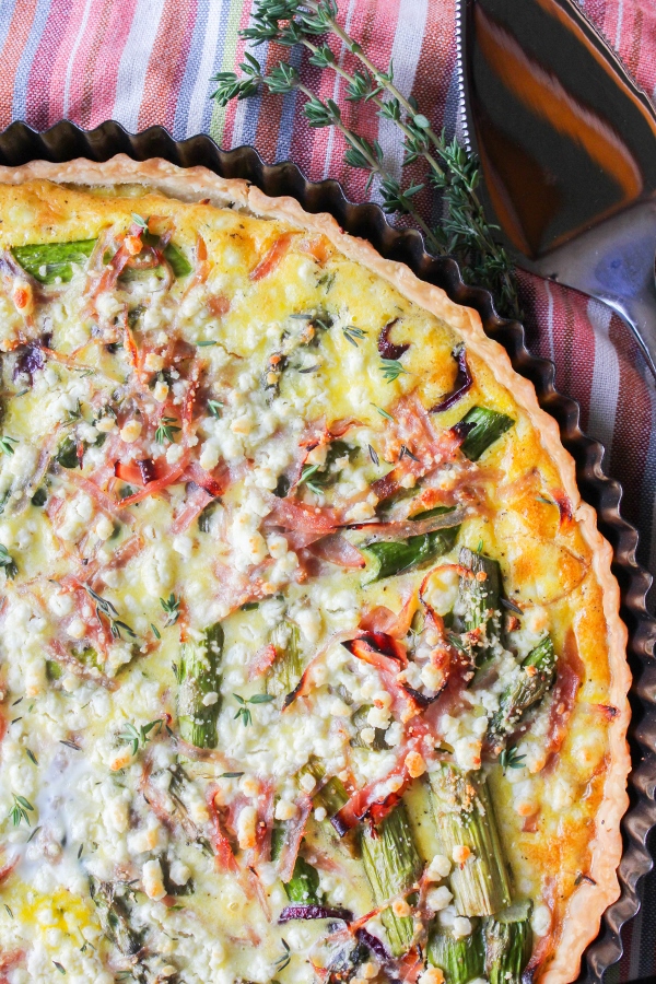 Rustic Ham, Asparagus and Goat Cheese Tart