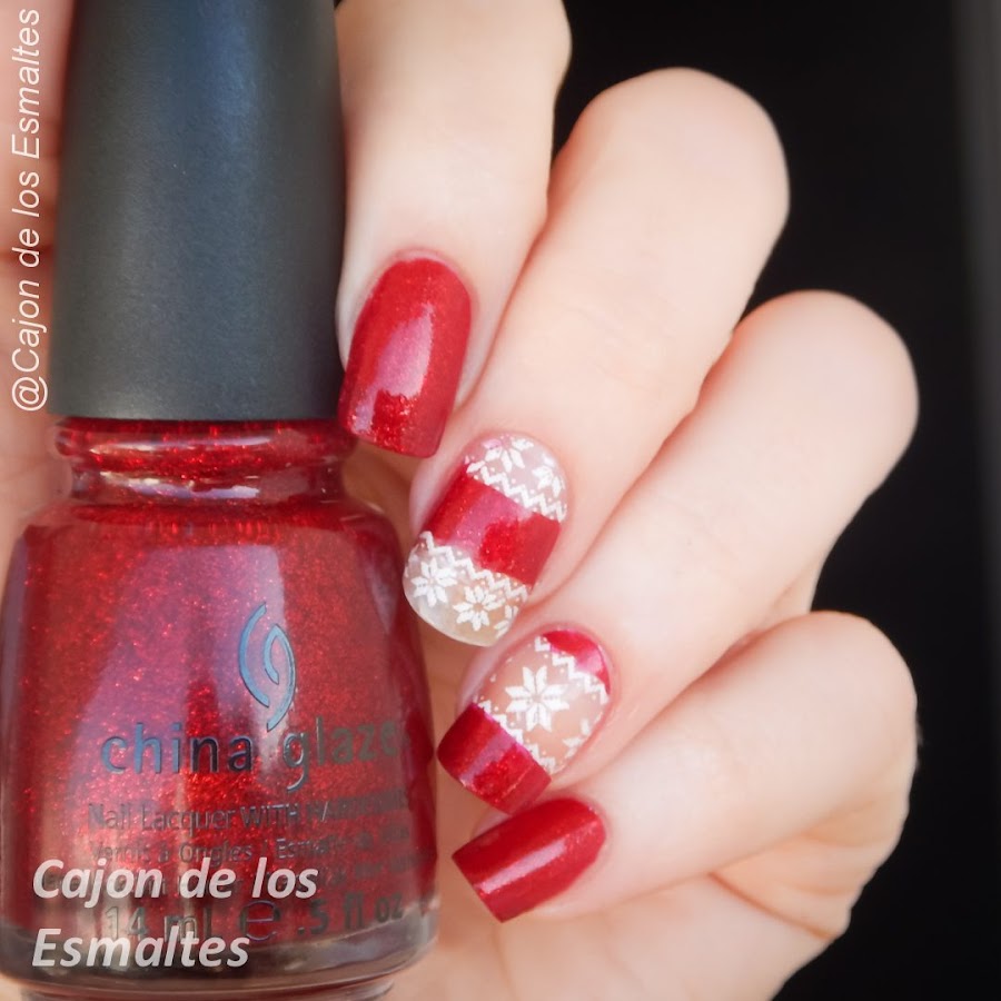 Uñas navideñas - Rojo y Blanco