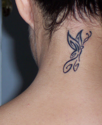 Butterfly girls tattoos on neck