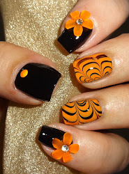 orange nail 3d flower bright delights wendy