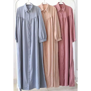 Gamis Longdress Naumi Polos Full Kancing