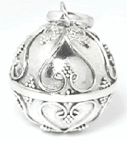 Hearts Design on Solid Sterling Silver Harmony Ball