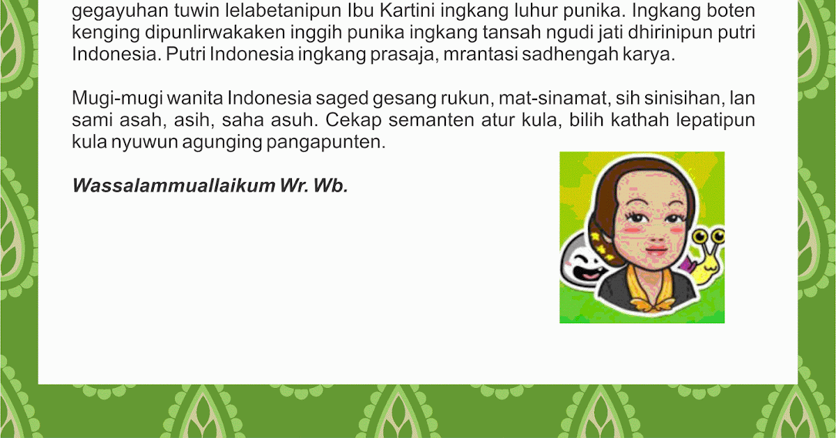 Sesorah Bahasa Jawa Hari Kartini