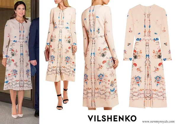 Crown Princess Mary wore VILSHENKO Jerry floral-print silk crepe de chine dress