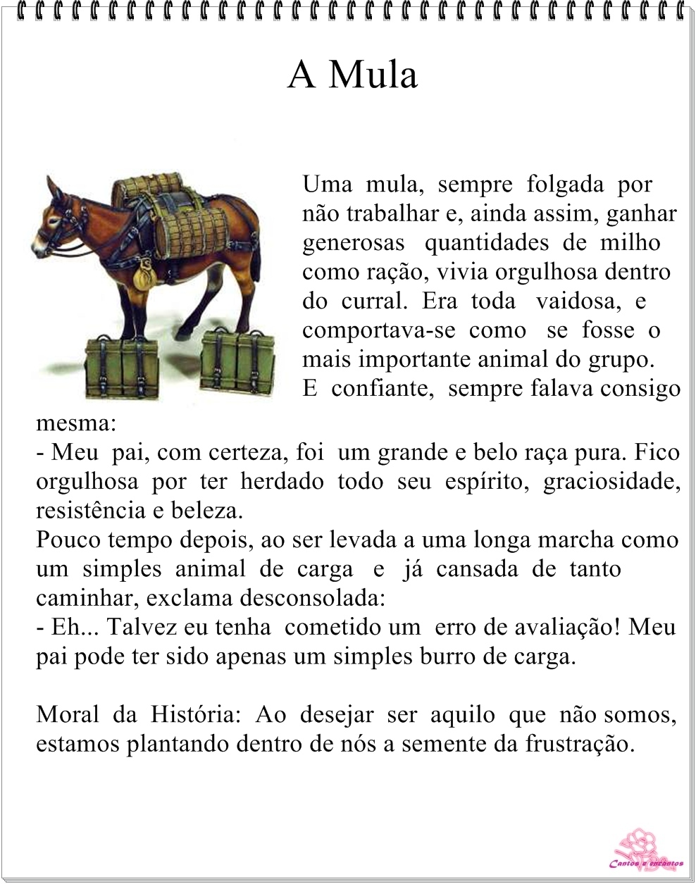 Cantos e encantos Fábula A Mula Cantos e encantos Fábula A Mula