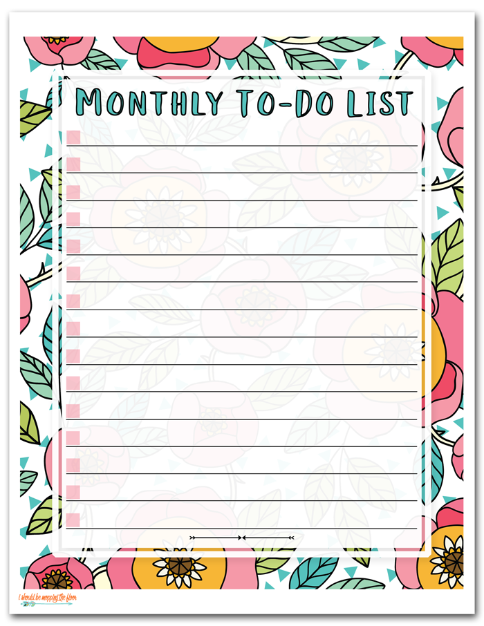 Monthly To Do List Free Printable