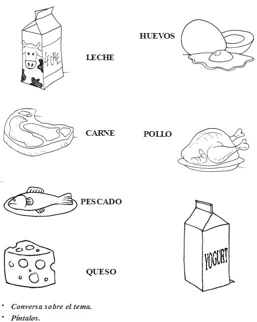 Dibujos de alimentos de origen animal para colorear e imprimir - Imagui