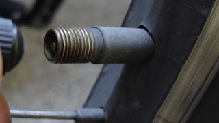 Valve stem in bicycle wheel
