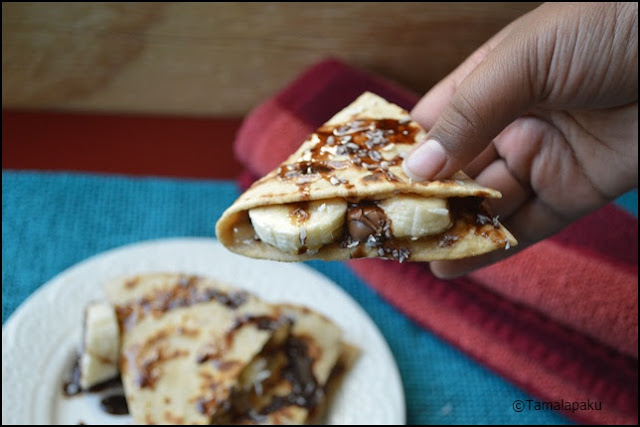 Peanut Butter-Banana-Choco Chip Quesadilla