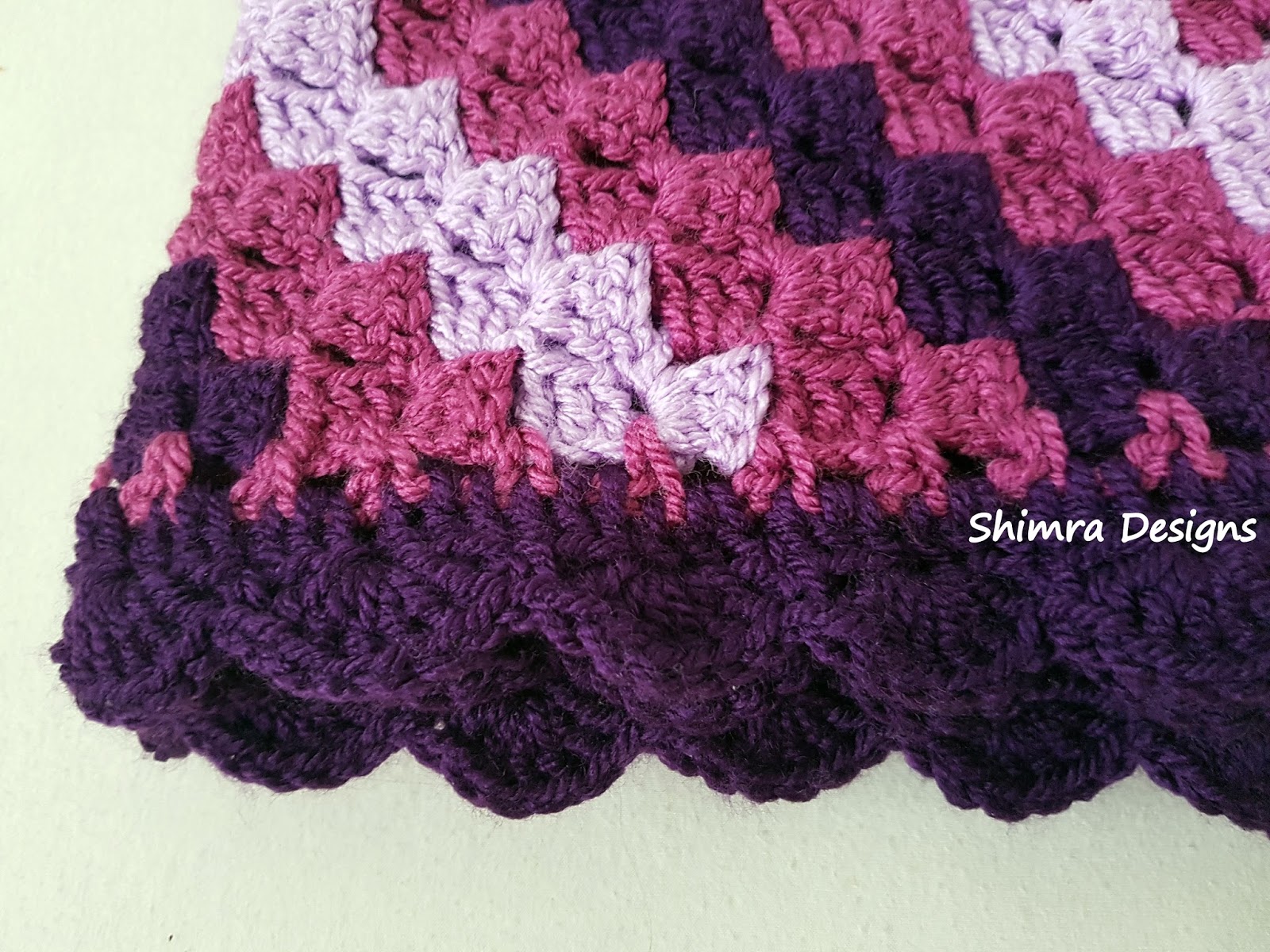 Shimra Designs C2C Crochet Baby Blanket in Purple