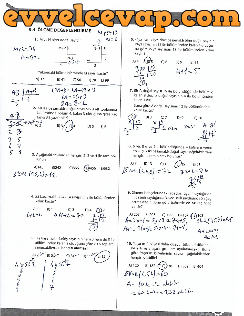9.Sınıf Matematik MEB Yayınları Ders Kitabı 195.Sayfa Cevapları 4.Ünite 9.Sınıf Matematik MEB Yayınları Ders Kitabı 195.Sayfa Cevapları 4.Ünite